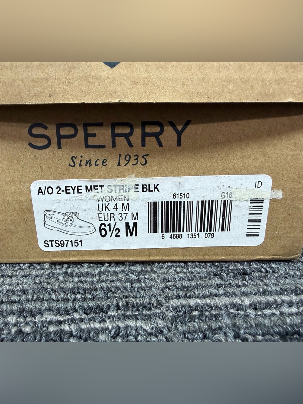 Sperry A/O 2-Eye Metalic Stripped Black Boat Shoes STS97151 Women’s 6.5 M New - Picture 8 of 8